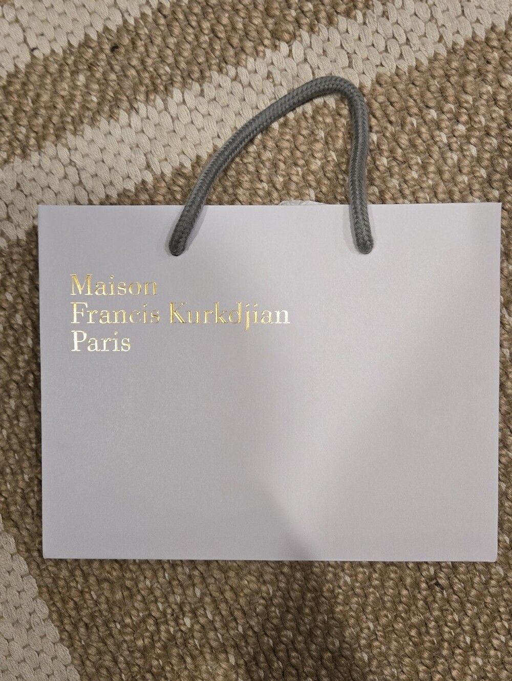 Maison Francis Kurkdjian White Bag with Gold Text
